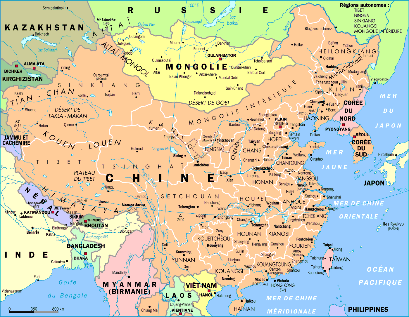Carte généraliste de la Chine